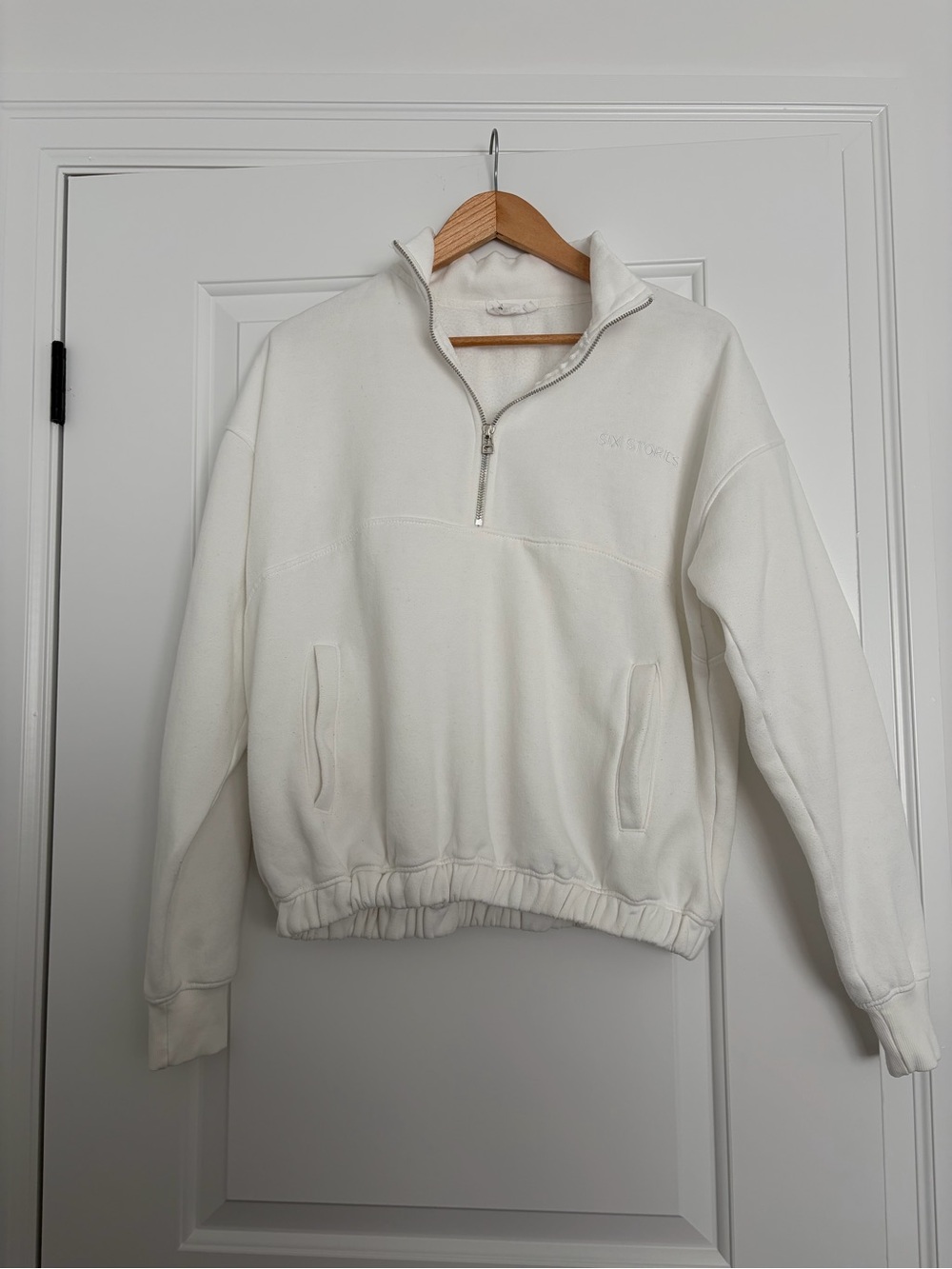 Six Stories Quarter-Zip Bride Pullover Sweatshirt - White
